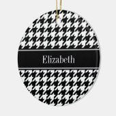 Black Whoundstooth Black Name Monogram Keramisch Ornament (Links)