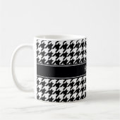 Black Whoundstooth Black Name Monogram Koffiemok (Links)