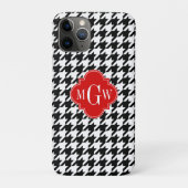 Black Whoundstooth Red Quatrefoil 3 Monogram Case-Mate iPhone Case (Achterkant)