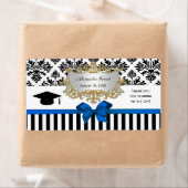Black Wht Stripe Damask Blue Water Label Afstudeer (Insitu)