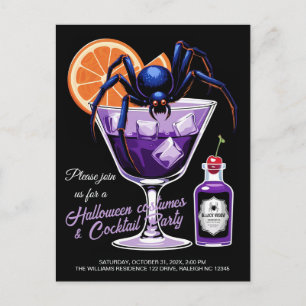 Black Widow Halloween Cocktail Feestdagenkaart