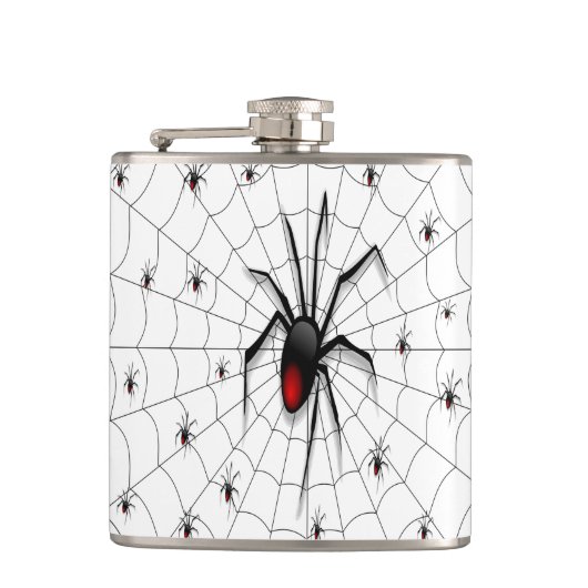 Black Widow Spider and Babies - Heupfles (Voorkant)