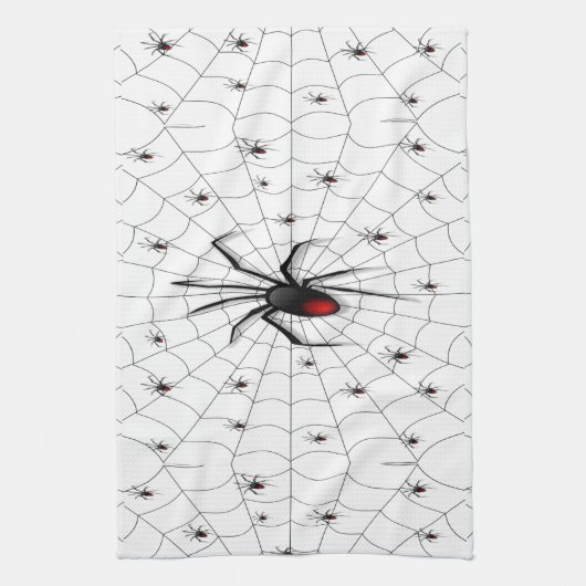 Black Widow Spider and Babies - Theedoek (Verticaal)