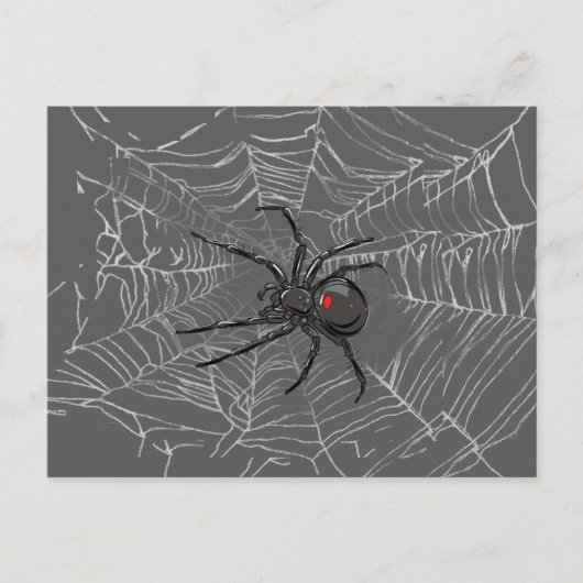Black Widow Spider And Spiderweb Drawing Art Briefkaart (Voorkant)
