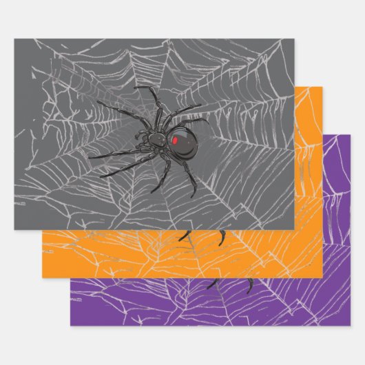 Black Widow Spider And Spiderweb Drawing Art Inpakpapier Vel (Set)