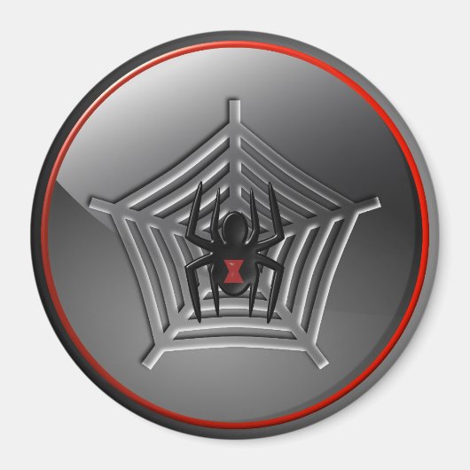 Black Widow Spider Web Halloween Fridge Magnet Magneet (Voorkant)