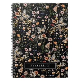 Black Wildflower Notebook Notitieboek