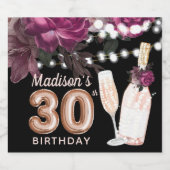 Black Wine Luxury 30th Birthday - persoonlijk Sparkling Wijnetiket (Enkel label)