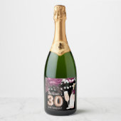 Black Wine Luxury 30th Birthday - persoonlijk Sparkling Wijnetiket (Voorkant)