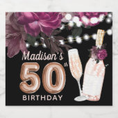 Black Wine Luxury 50th Birthday - persoonlijk Sparkling Wijnetiket (Enkel label)