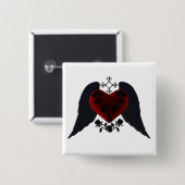Black Winged Gothic Heart Button (Voorkant /achterkant)