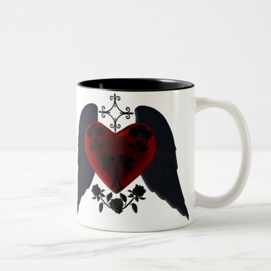Black Winged Gothic Heart Mok (Rechts)
