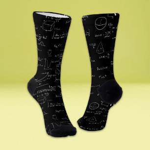 Black Wiskunde Teacher Formula Equations Pattern Sokken