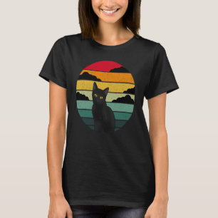 Black Witch Cat Retro Style T-shirt