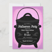 Black Witch Cauldron Roze Halloween Party Kaart (Voorkant)