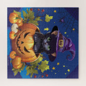 Black Witch Kitten Citrouille Carré Puzzle 676 piè (Horizontal)