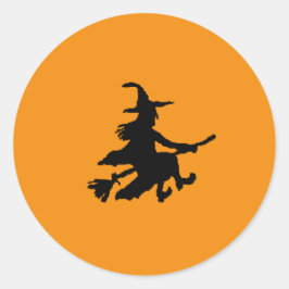 Black witch on Orange Ronde Sticker