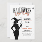 Black Witch Silhouette Halloween Night Party Kaart (Voorkant)