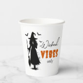 Black Witch Silhouette - "Wicked Vibes Only" - Papieren Bekers (Achterkant)