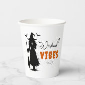 Black Witch Silhouette - "Wicked Vibes Only" - Papieren Bekers (Voorkant)