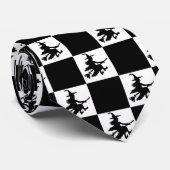 Black Witches Black & White Checkered Stropdas (Opgerold)
