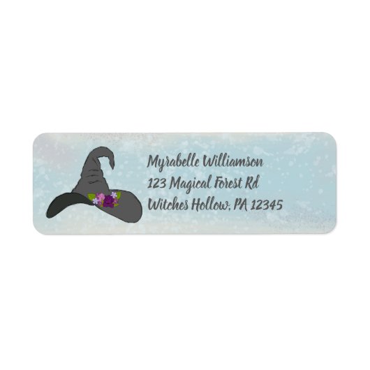 Black Witch's Pet met Flowers Return Address Etiket (Voorkant)