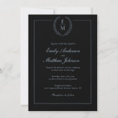 Black With Blue Wedding Invitation QR Code (Devant)
