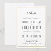 Black | Witte moderne huwelijksuitnodiging Kaart (Voorkant / Achterkant)