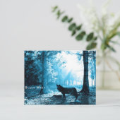 Black Wolf Bossen Forest Night Fantasy Briefkaart (Staand voorkant)