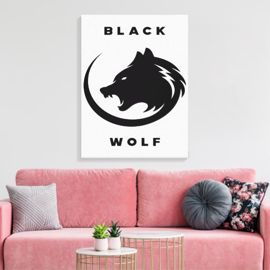 black wolf canvas afdruk (Insitu (Woonkamer))