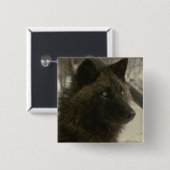 Black Wolf Dog Vierkante Button 5,1 Cm (Voorkant /achterkant)