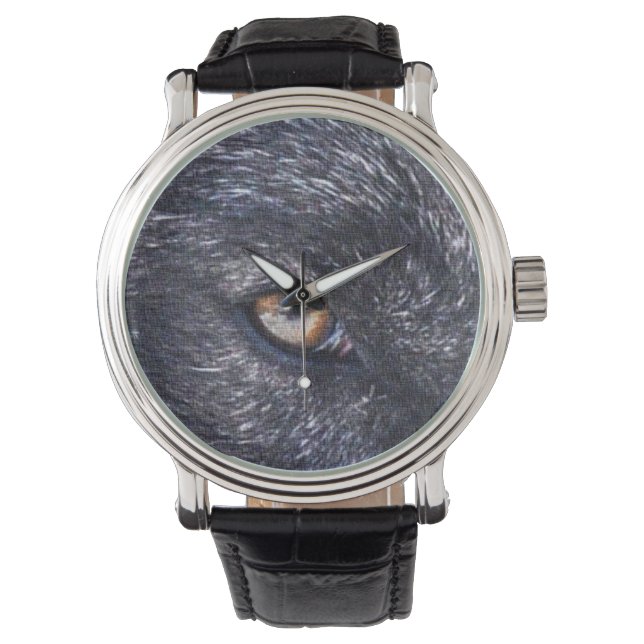 Black Wolf Eye Wildlife Horloge (Voorkant)