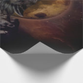 Black Wolf Howling Cadeaupapier (Hoek)