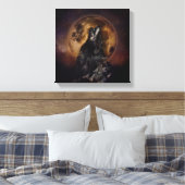 Black Wolf Howling Canvas Afdruk (Insitu (Slaapkamer))