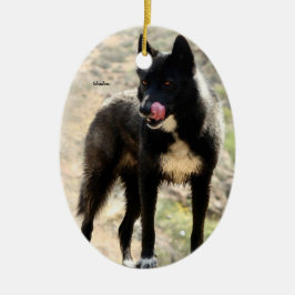 Black Wolf kerstboomversiering Keramisch Ornament