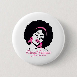 Black Wom African American Breast Cancer Awareness Ronde Button 5,7 Cm