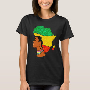 Black Woman Africa Map Afrika Flag Melanin Black H T-shirt