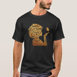 Black Woman Afro African Queen Melanin History Mon T-shirt