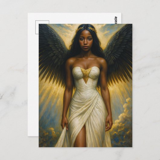 Black Woman Angel With Grecian Aesthetic Briefkaart (Voorkant / Achterkant)