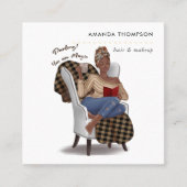 Black Woman Beauté Carré Carte de visite de mode (Devant)