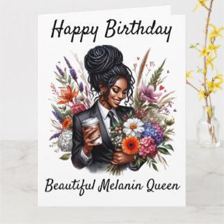 Black woman birthday card kaart