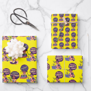 Black Woman Crazy Plant Lady, Home Sweet Home Inpakpapier Vel