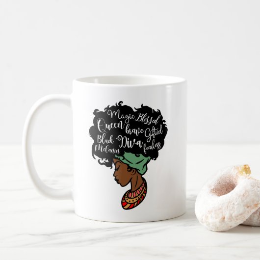 Black Woman Diva Queen Mug (Avec donut)