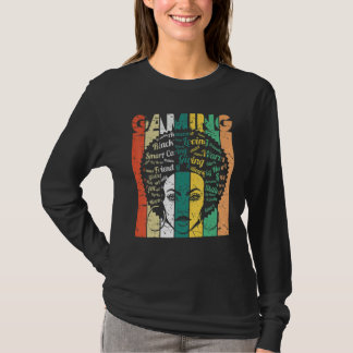 Black Woman Gaming Afro Retro Cool Black History M T-shirt