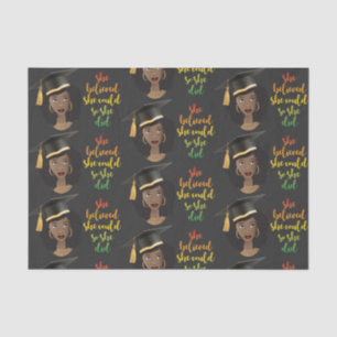 Black Woman Graduation Cap, ze dacht dat ze het ko Tissuepapier