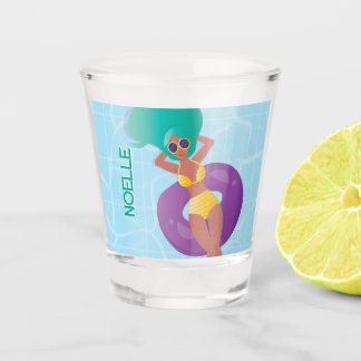 Black Woman in Lounge in Pool Shot Glas