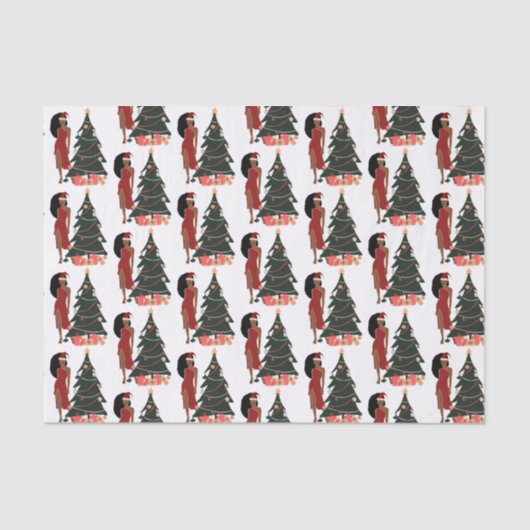 Black Woman Leo Zodiac-kerstversiering Tissuepapier (Voorkant)