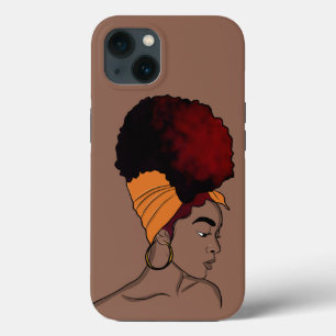 Black Woman, Natural Beauty, Wrapped Hair iPhone 13 Hoesje