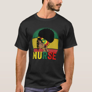 Black Woman Nurse Afro Melanin  Histo T-shirt