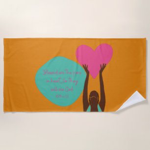 Black Woman Scripting Heart Christelijk Oranje Bea Strandlaken